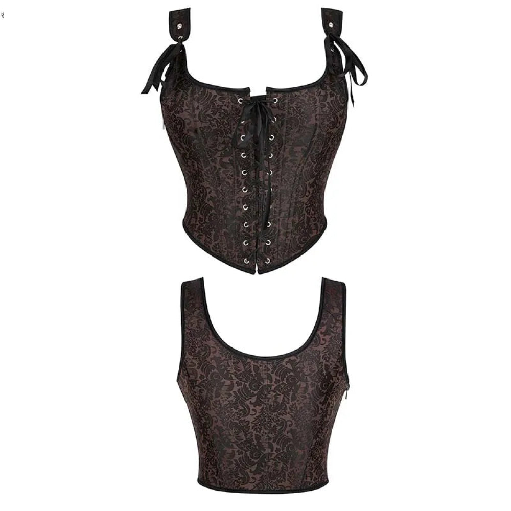 V562-OBBPBBNIBBKKLBBB-8-202508291915-00 Steampunk Retro Bustier Strap Vest Tank Top Coffee Corset Plus Size Xs-6Xl - 6Xl - Image 1