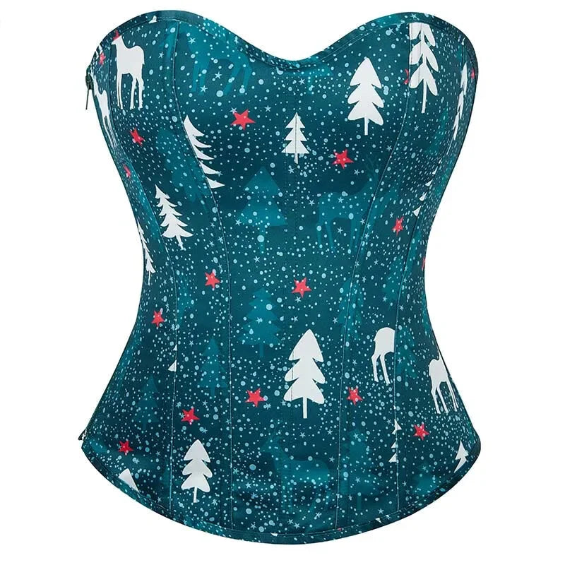 V562-OBBPBBNPKILLOLTN-1-202508291831-00 Green Lace-Up Corset Top Fish Bone Support Plus Size Xs-Xl Zip & Lace Closure - L - Image 1