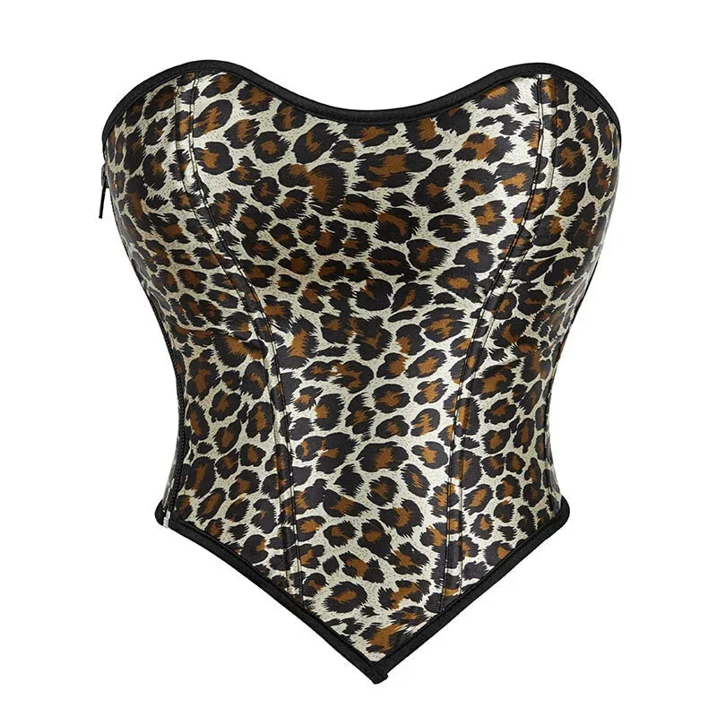 V562-OBBPBBNPTAKBNLBL-3-202508292026-00 Leopard Print Zip-Up Corset Fishbone Support Plus Size S-Xxl - L - Image 1
