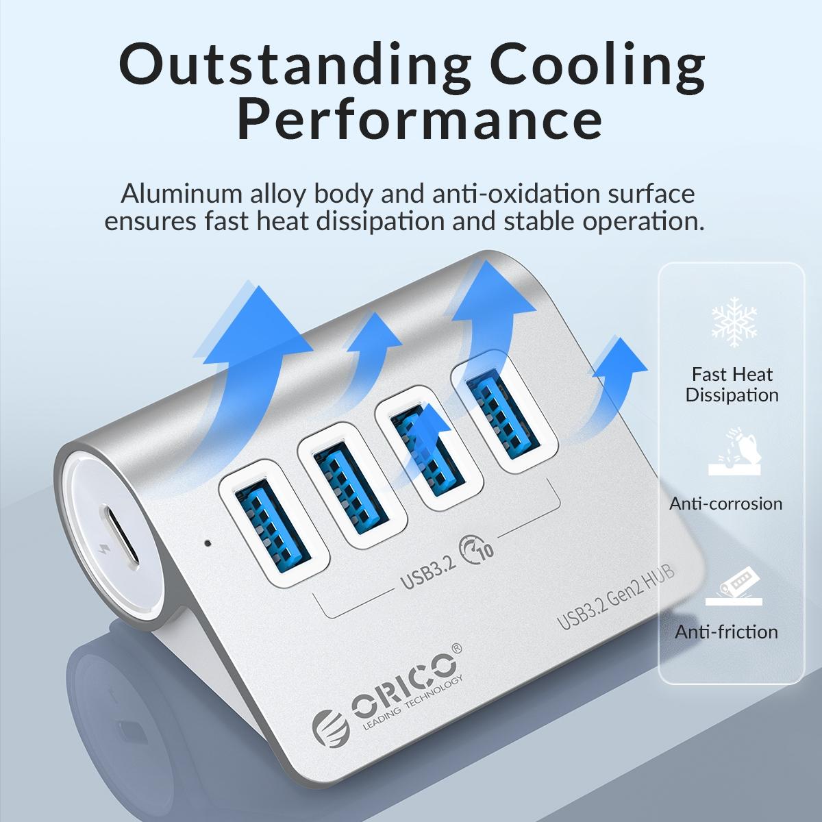 V562-S2803CP-202508280416-06 Aluminum 4-Port Usb 3.2 Gen1 10Gbps Hub Silver - Image 7