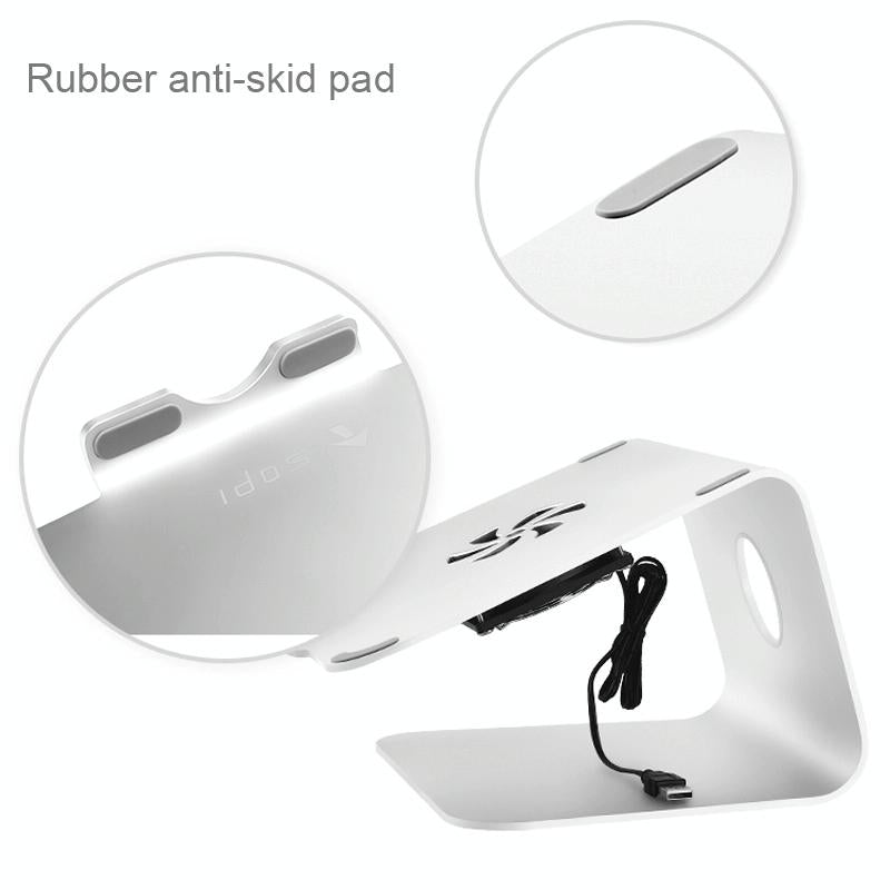 V562-S4271CP-202508272132-04 Classic Aluminum Cooling Stand with Fan for Mac Ipad and Laptops - Silver - Image 5