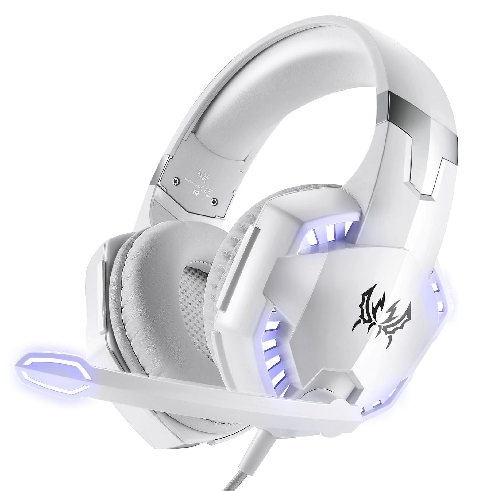 V562-WW0010CP-202508292132-01 Over-Ear Gaming Headset With Mic Led Light And Stereo Bass For Pc Gamer - White - Image 2