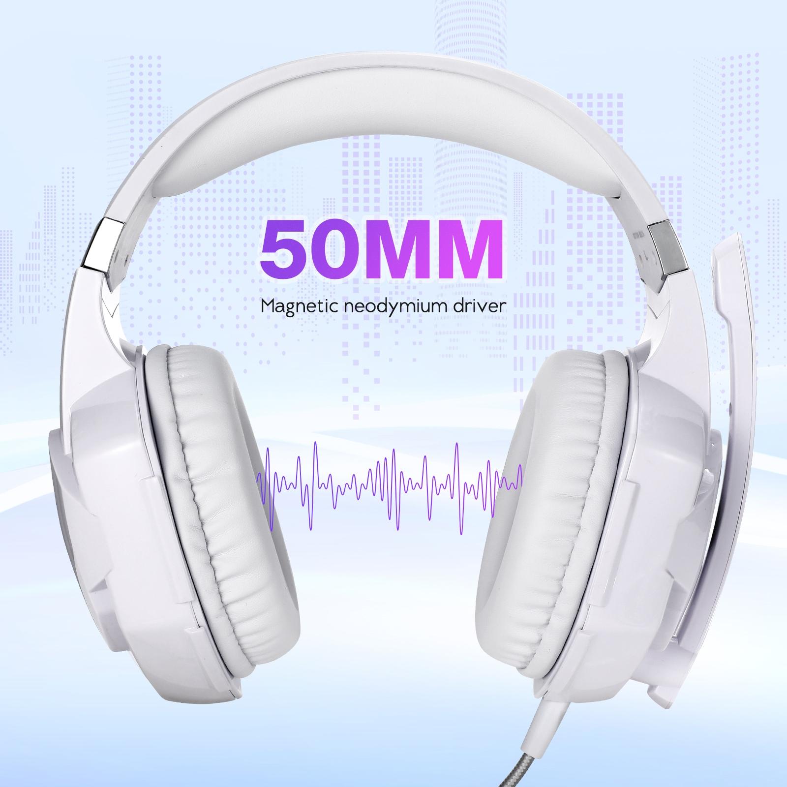 V562-WW0010CP-202508292132-02 Over-Ear Gaming Headset With Mic Led Light And Stereo Bass For Pc Gamer - White - Image 3
