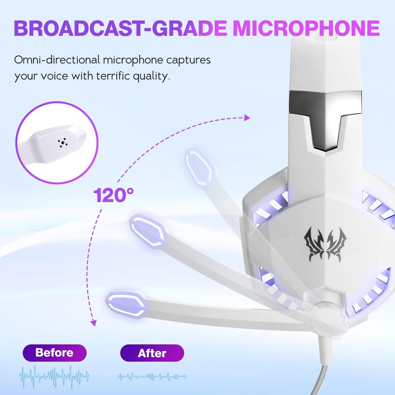 V562-WW0010CP-202508292132-03 Over-Ear Gaming Headset With Mic Led Light And Stereo Bass For Pc Gamer - White - Image 4