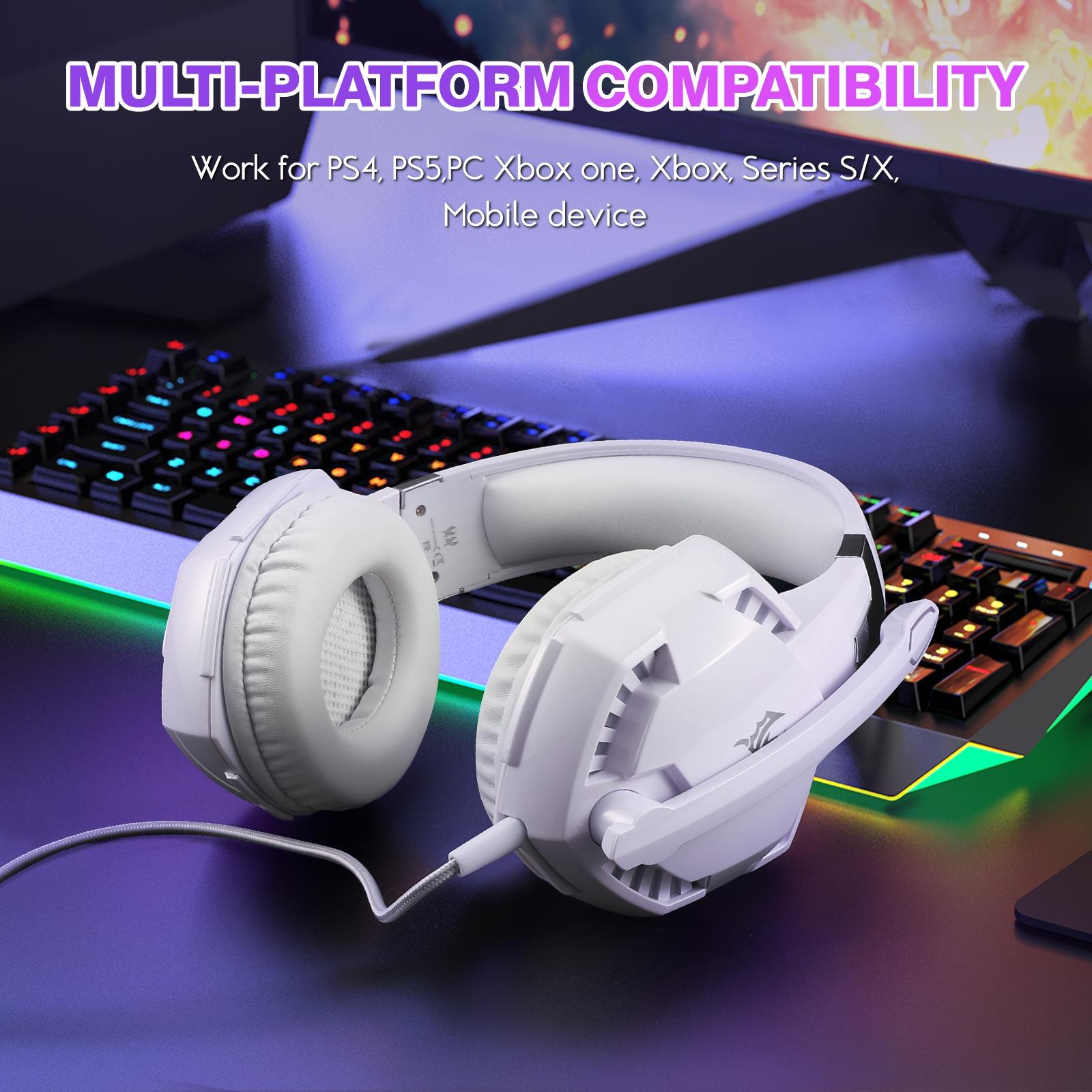 V562-WW0010CP-202508292132-05 Over-Ear Gaming Headset With Mic Led Light And Stereo Bass For Pc Gamer - White - Image 6