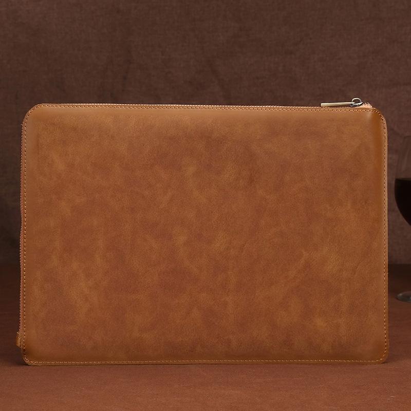 V562-Y3901BL-202508290341-10 Leather Laptop Tablet Bag with Zipper for Macbook Samsung Sony Dell Alienware Chuwi Asus Hp - Yellow - Image 11