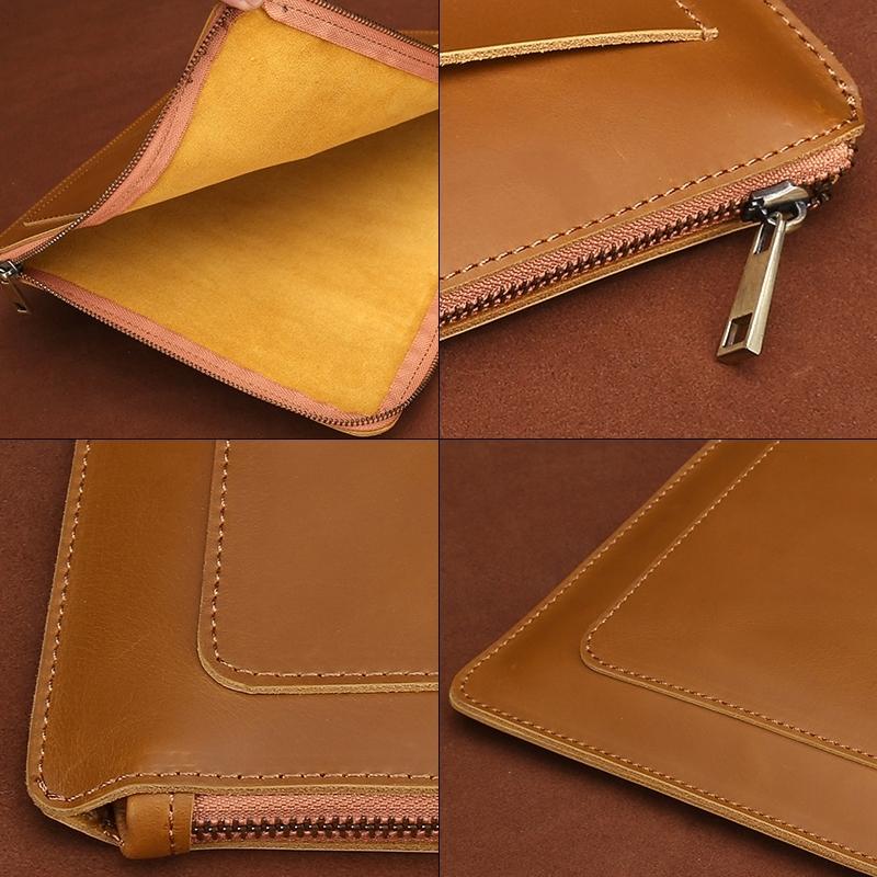 V562-Z3901BL-202508290341-06 Leather Laptop Tablet Bag with Zipper for Macbook Samsung Sony Dell Alienware Chuwi Asus Hp - Brown - Image 7
