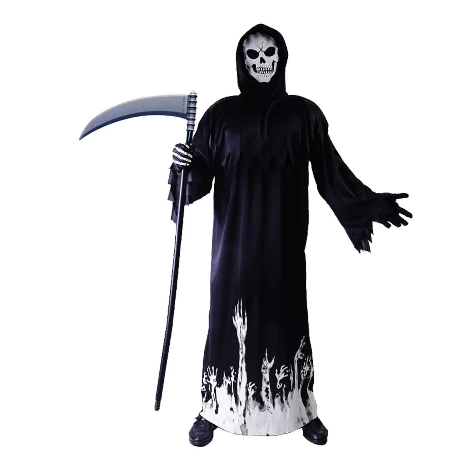 V563-22949-202509170831-01 Scary Adult Glow in the Dark Party Costume Skeleton Reaper Halloween - Image 2