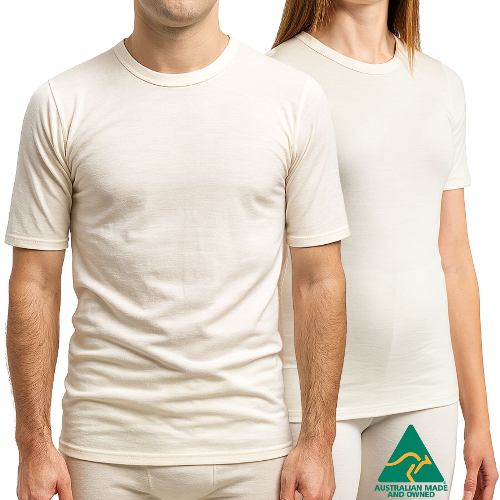 V563-MERINOS-CRWSS-NAT-M96-202508190820-00 MERINO SKINS Crew Neck Short Sleeve T-Shirt Top 100% Wool Underwear Thermals in Natural - Medium (96cm) - Image 1