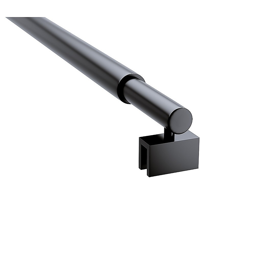 V63-918801-202507101020-08 120cm Reeded Single Shower Glass Screen with Black F-brackets & Round Pole - Image 9