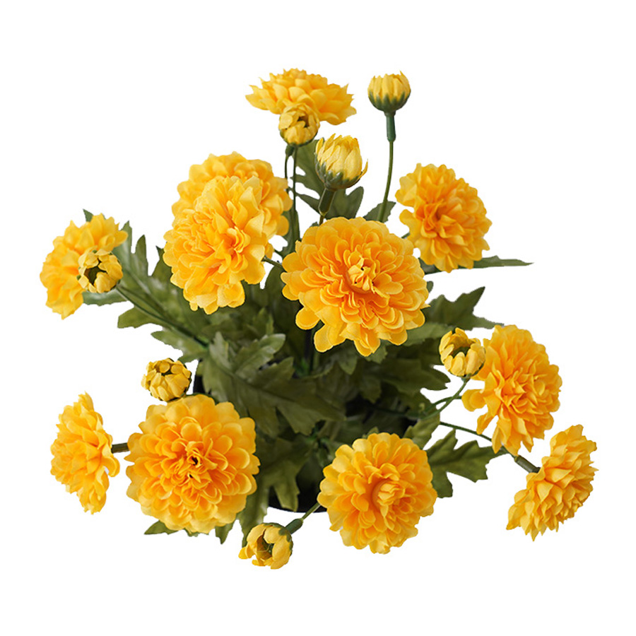 V637-05072MUM-202508251430-03 Potted Artificial Yellow Mum 27cm - Image 4