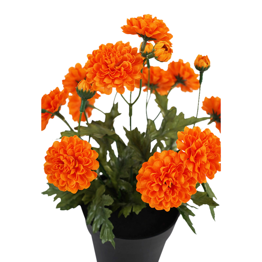 V637-05073MUM-202508251430-04 Potted Artificial Orange 'Mum' Chrysanthemum 26cm - Image 5