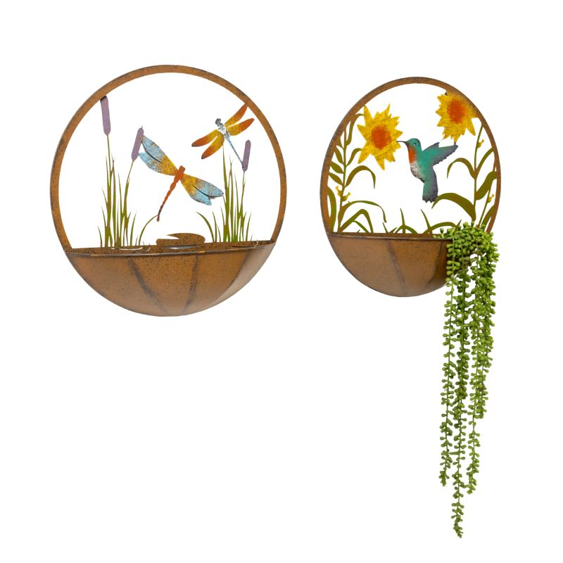 V637-24853PLN-202508251335-01 Set 2 Asst Humming Bird Wall Planters 39cm - Image 2