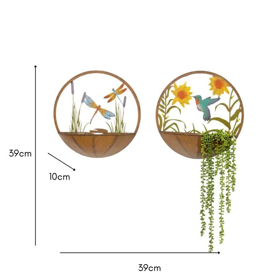 V637-24853PLN-202508251335-02 Set 2 Asst Humming Bird Wall Planters 39cm - Image 3