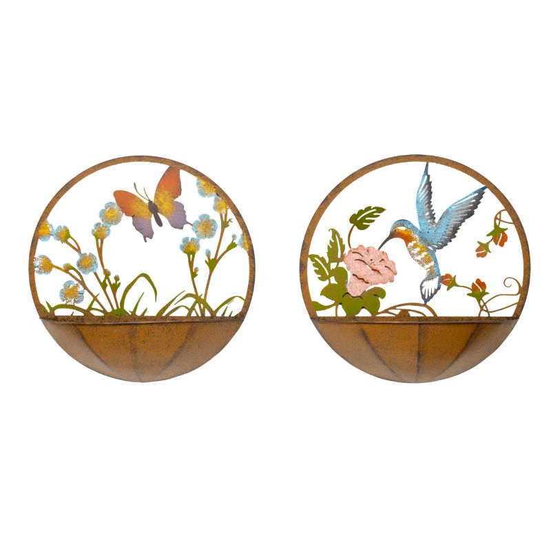 V637-24854PLN-202508251335-01 Set 2 Asst Dragonfly + Butterfly Wall Planters 39cm - Image 2