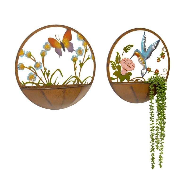 V637-24854PLN-202508251335-03 Set 2 Asst Dragonfly + Butterfly Wall Planters 39cm - Image 4