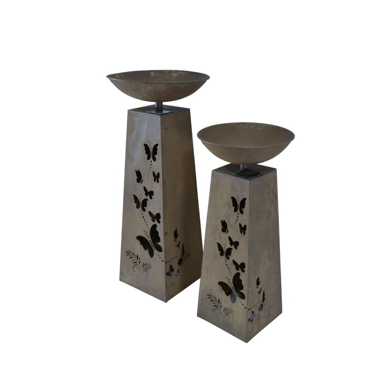 V637-27601PLN-202508251335-01 Set 2 Nested Butterfly Pillar Planters w Solar Led Lights 82cm, 68cm - Image 2