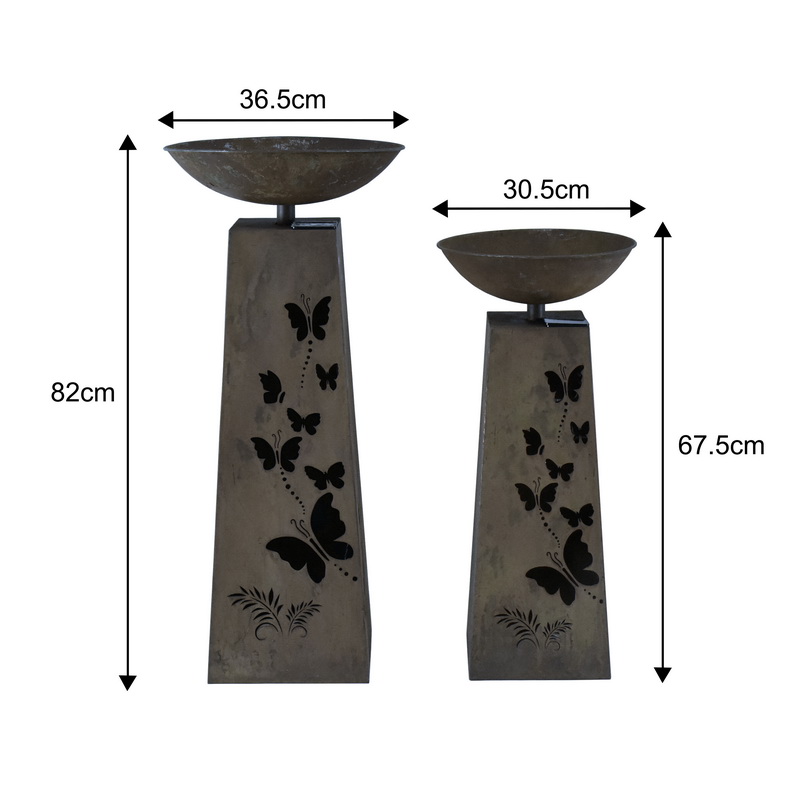 V637-27601PLN-202508251335-03 Set 2 Nested Butterfly Pillar Planters w Solar Led Lights 82cm, 68cm - Image 4