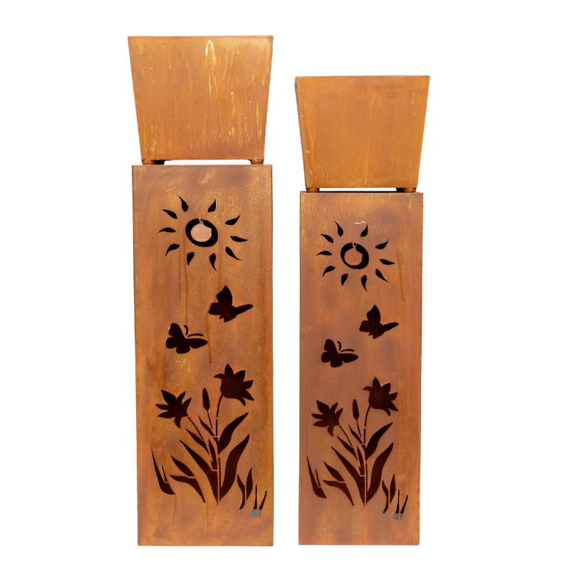 V637-48101PLN-202508251525-01 Set 2 Nested Square Pilla Rust 'Sunsihine' Planters 93cm, 86cm - Image 2