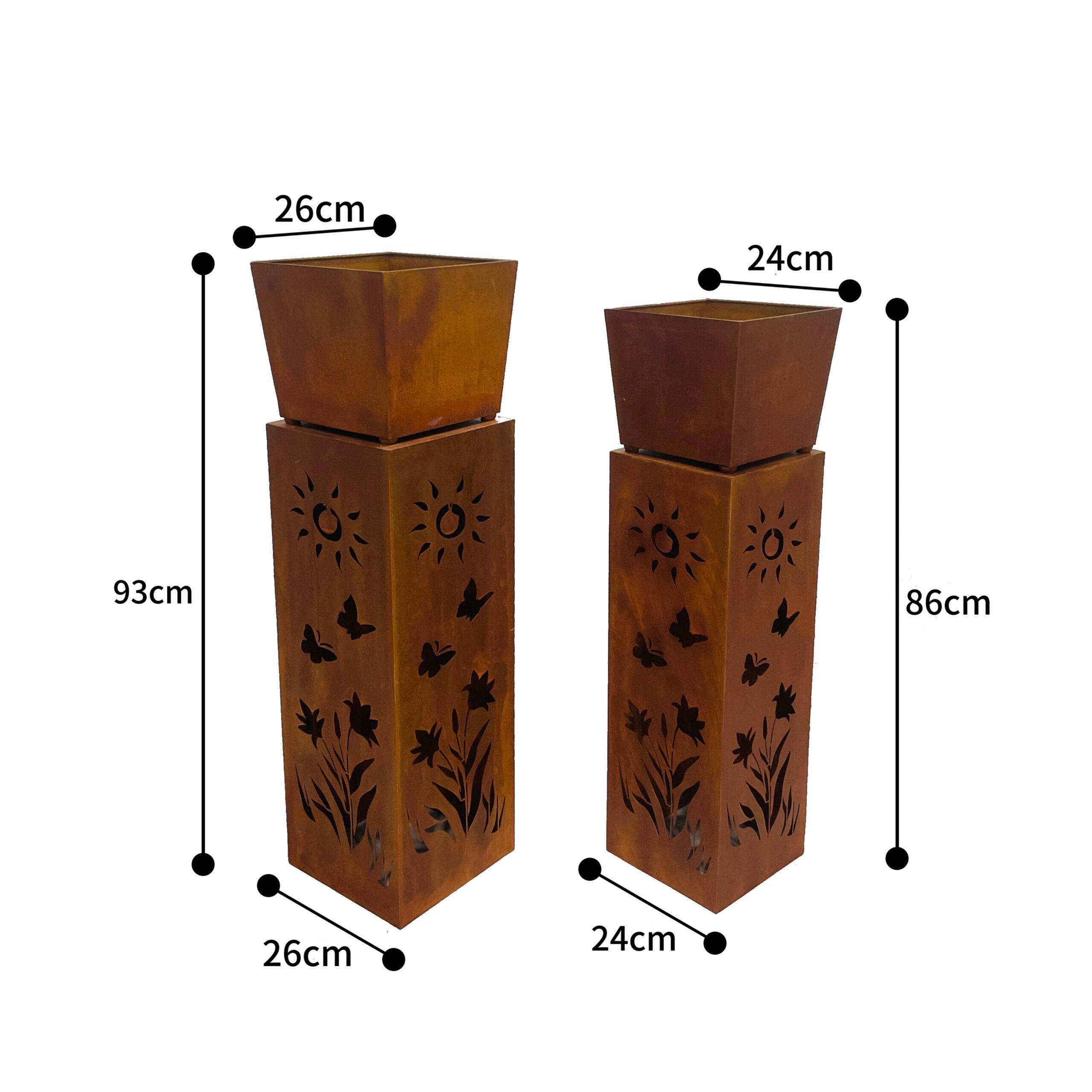 V637-48101PLN-202508251525-04 Set 2 Nested Square Pilla Rust 'Sunsihine' Planters 93cm, 86cm - Image 5