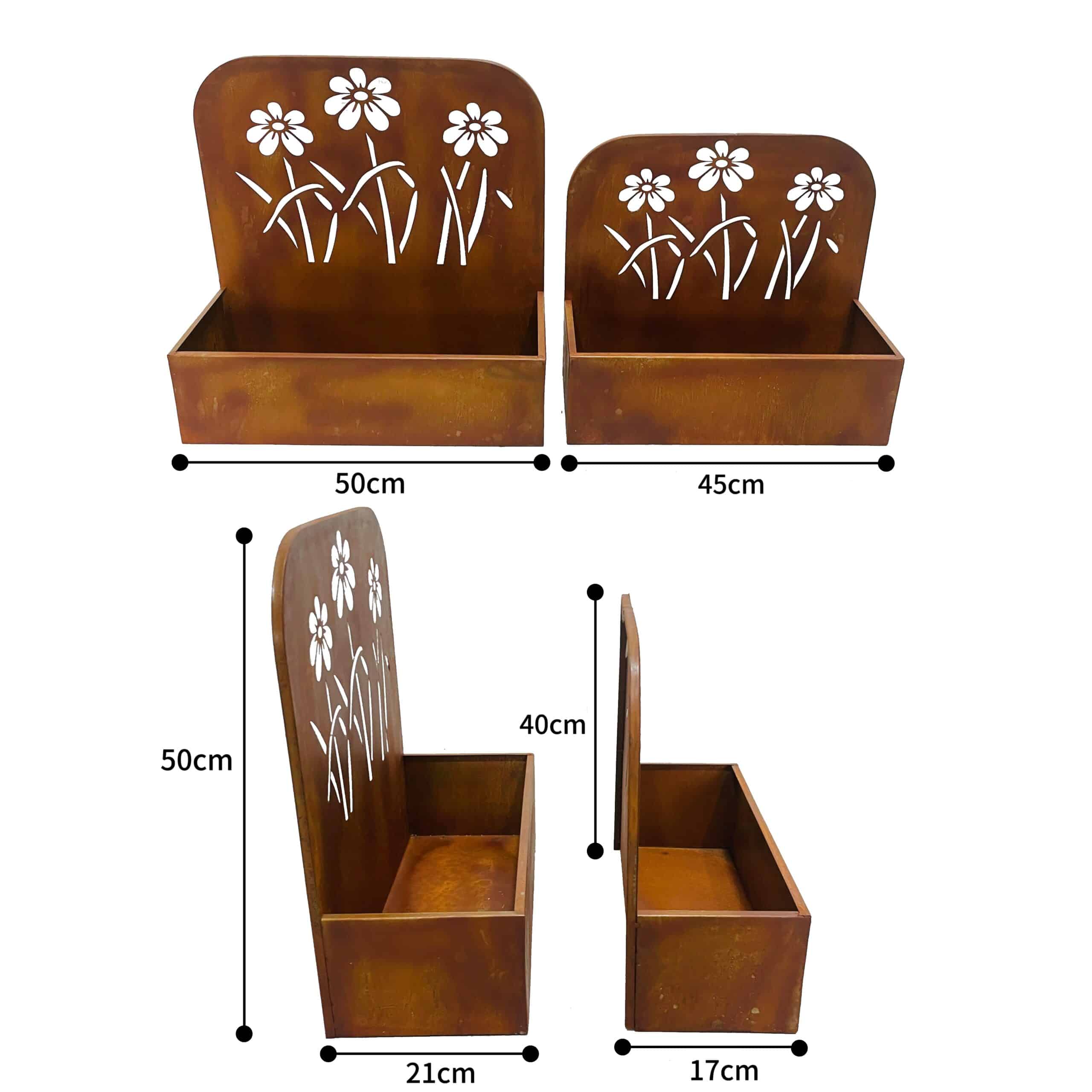 V637-48106PLN-202508251525-04 Set 2 Nested Rust 'Flowers' Wall / Floor Planters 50cm, 45cm - Image 5