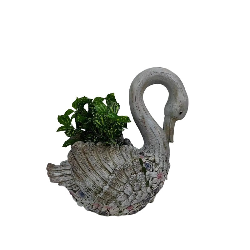 V637-49481SWN-202508251310-04 Swan + Flowers Planter w Hole + Plug 52cm - Image 5