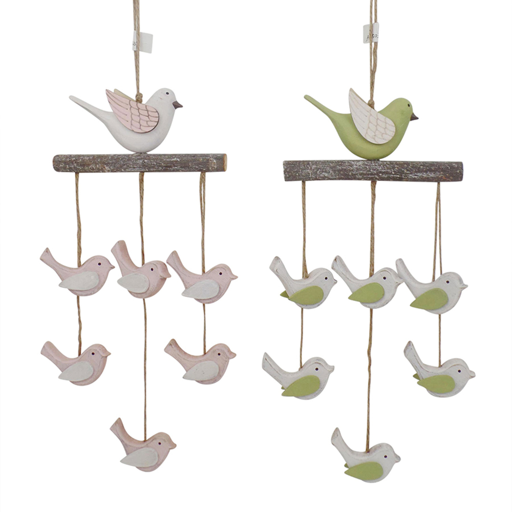 V637-52405BRD-202508251655-01 Set 2 Asst Pastel & Rustic Birds Mobiles 42cm - Image 2