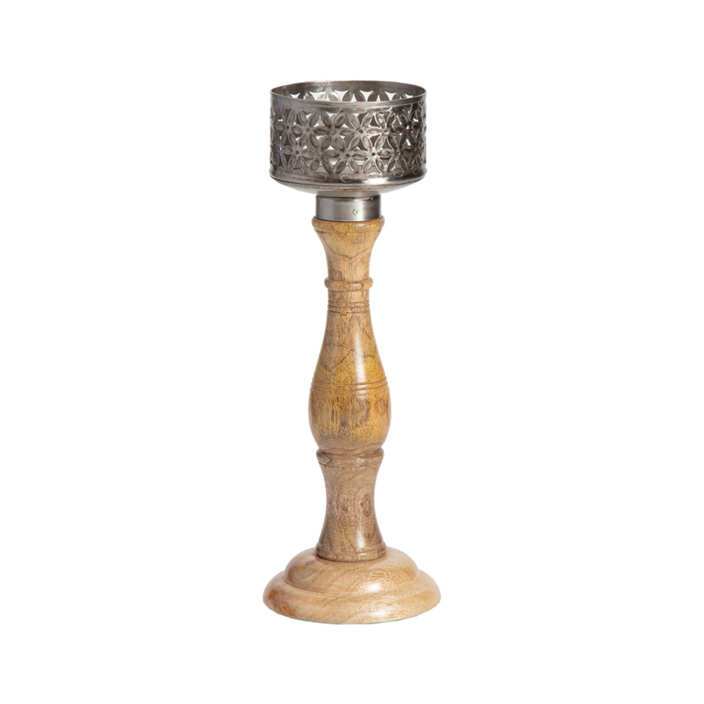 V637-59068CDL-202508251811-00 Punched Flower Pillar Candle holder 35cm - Image 1