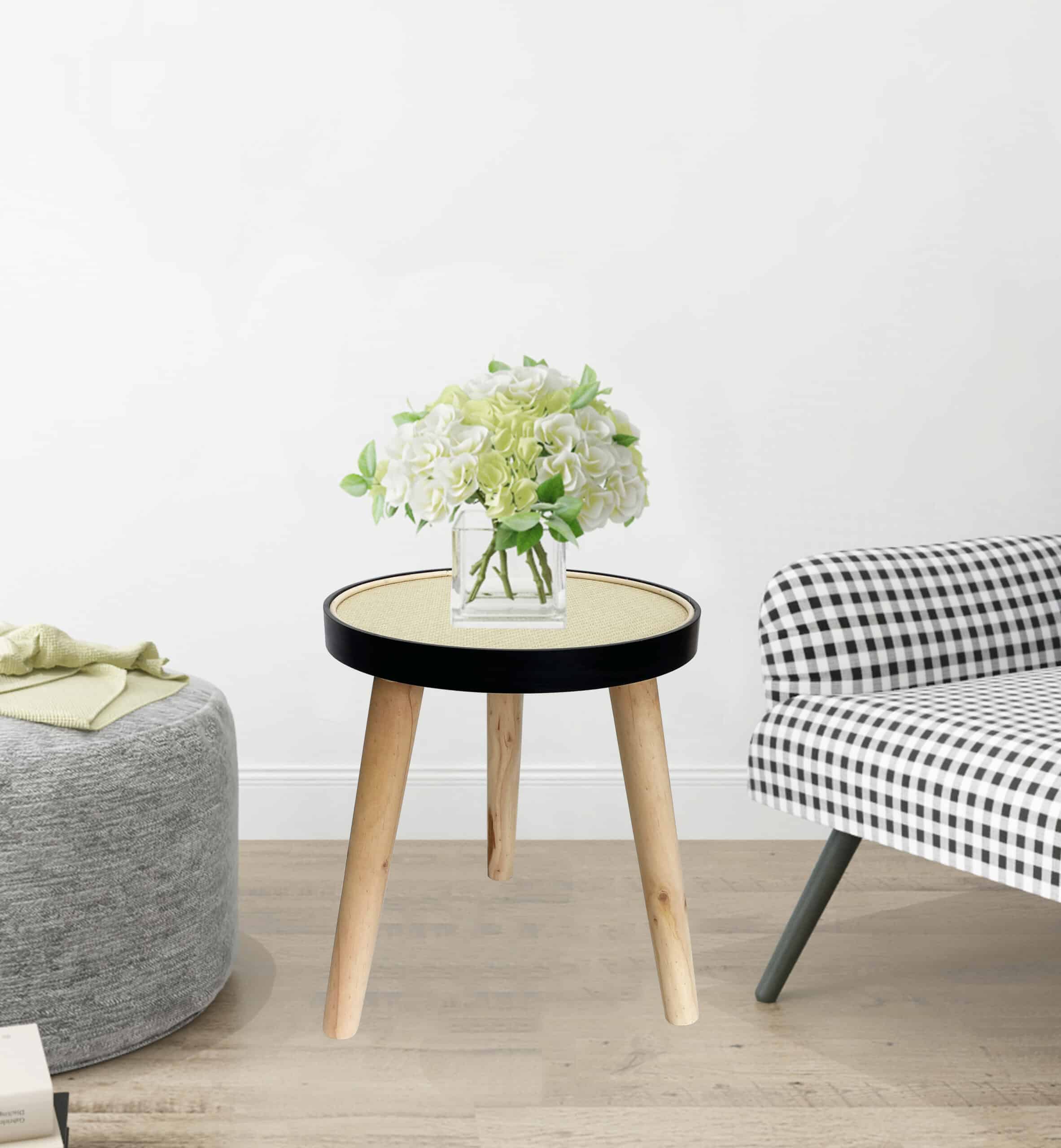 OLYMPUS DIGITAL CAMERA Round Rattan top 3 Legged Potplant Stand / Side Table 34cm - Image 2
