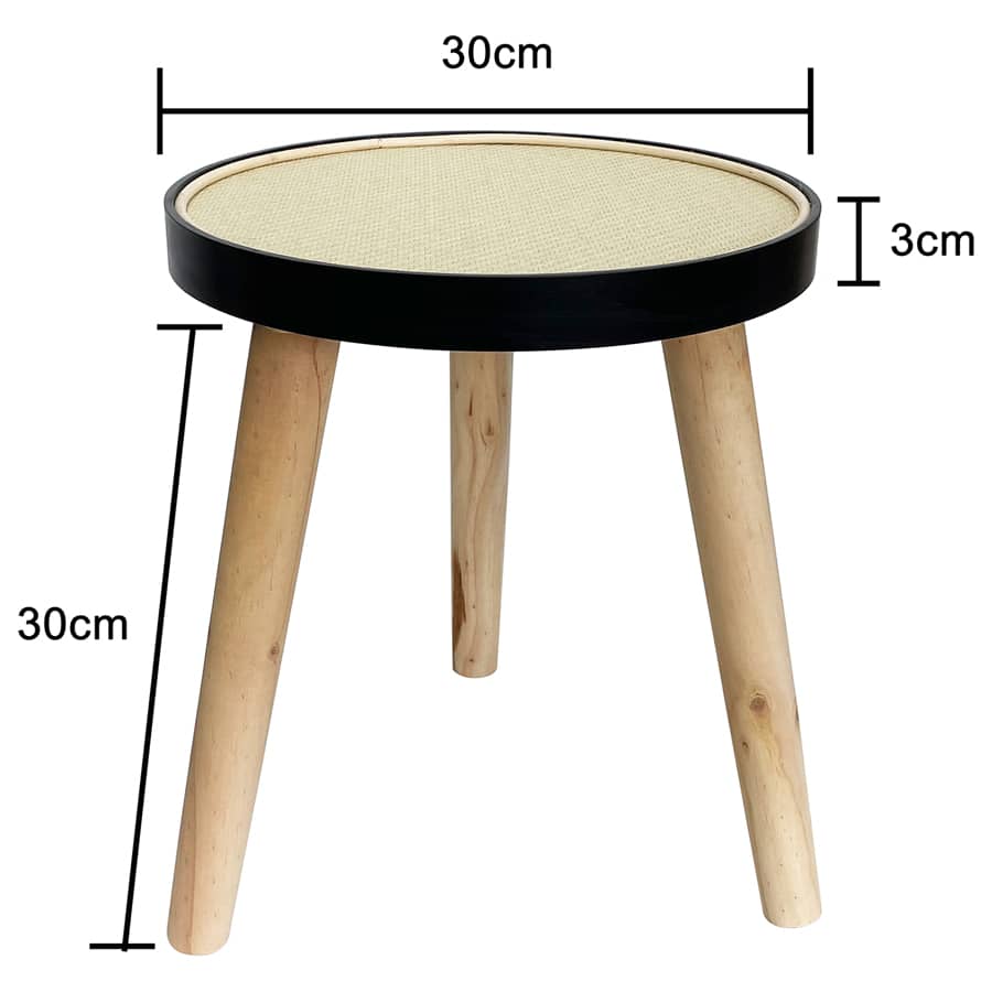 OLYMPUS DIGITAL CAMERA Round Rattan top 3 Legged Potplant Stand / Side Table 34cm - Image 4