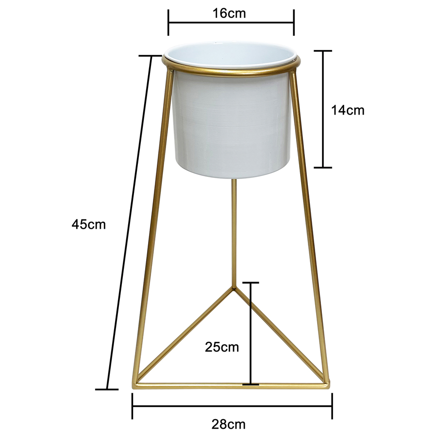 OLYMPUS DIGITAL CAMERA White Planter on Gold Pyramid Stand 45cm - Image 4