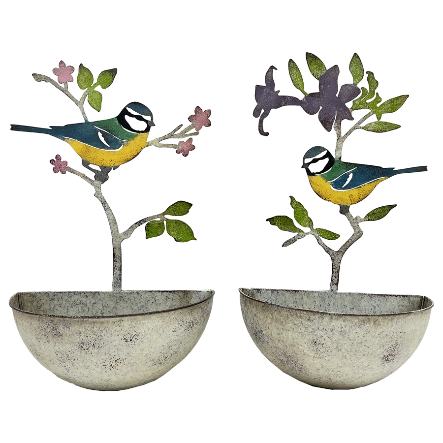 V637-71640PLN-202508251940-01 Set 2 Assorted Colourful Bird Wall Planters 24x40cm - Image 2
