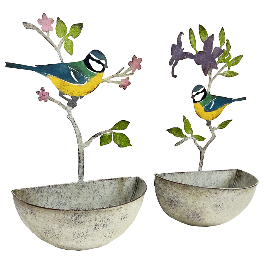 V637-71640PLN-202508251940-02 Set 2 Assorted Colourful Bird Wall Planters 24x40cm - Image 3