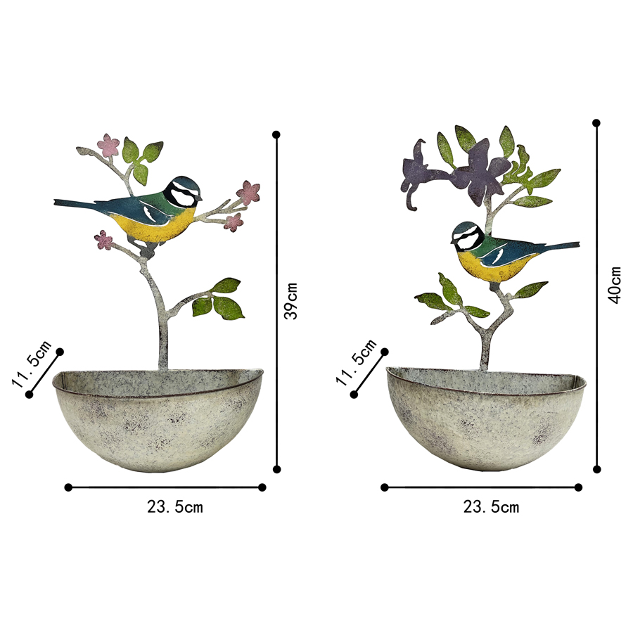 V637-71640PLN-202508251940-04 Set 2 Assorted Colourful Bird Wall Planters 24x40cm - Image 5