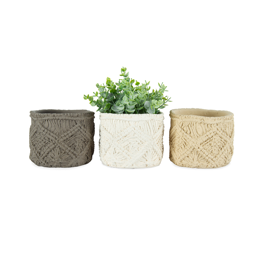 V637-88690PLN-202508251630-00 Set 3 Asst Macrame Pot planters w Hole & Plug 12cm - Image 1