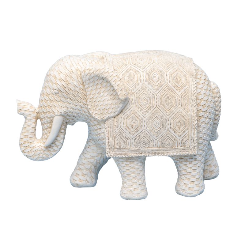 V637-91244ELE-202508251735-00 Woven Look Mum Elephant Ornament 22cm - Image 1