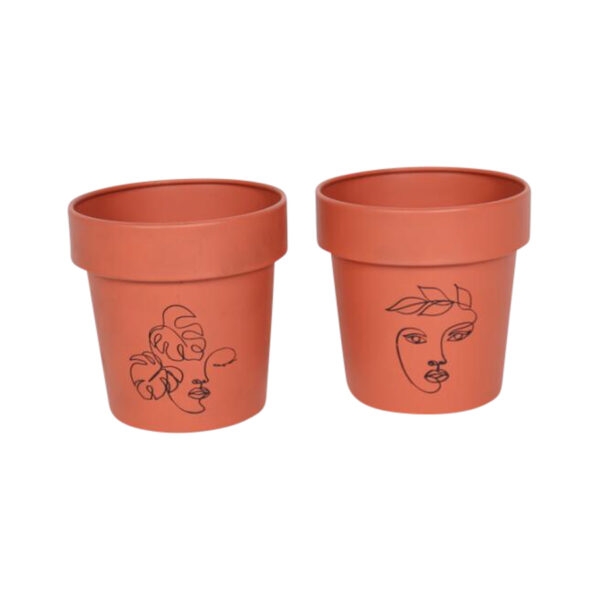 V637-92061PLN-202508251815-01 Set 2 Line Art Pot planters Assort 13cm - Image 2