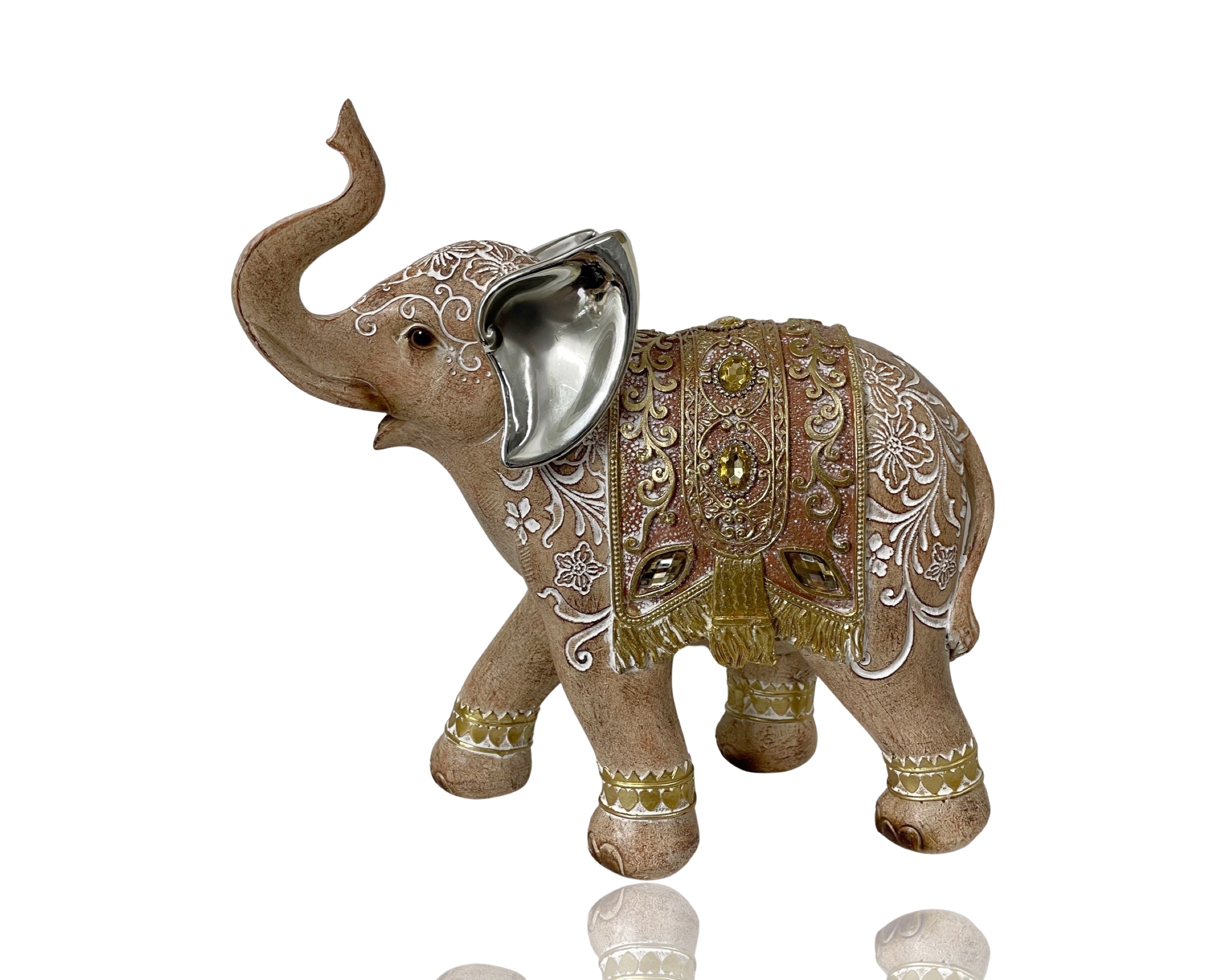 V637-DCO35230-202508251645-00 Polyresln Mehndi Design Elephant Ornament 25cm - Image 1