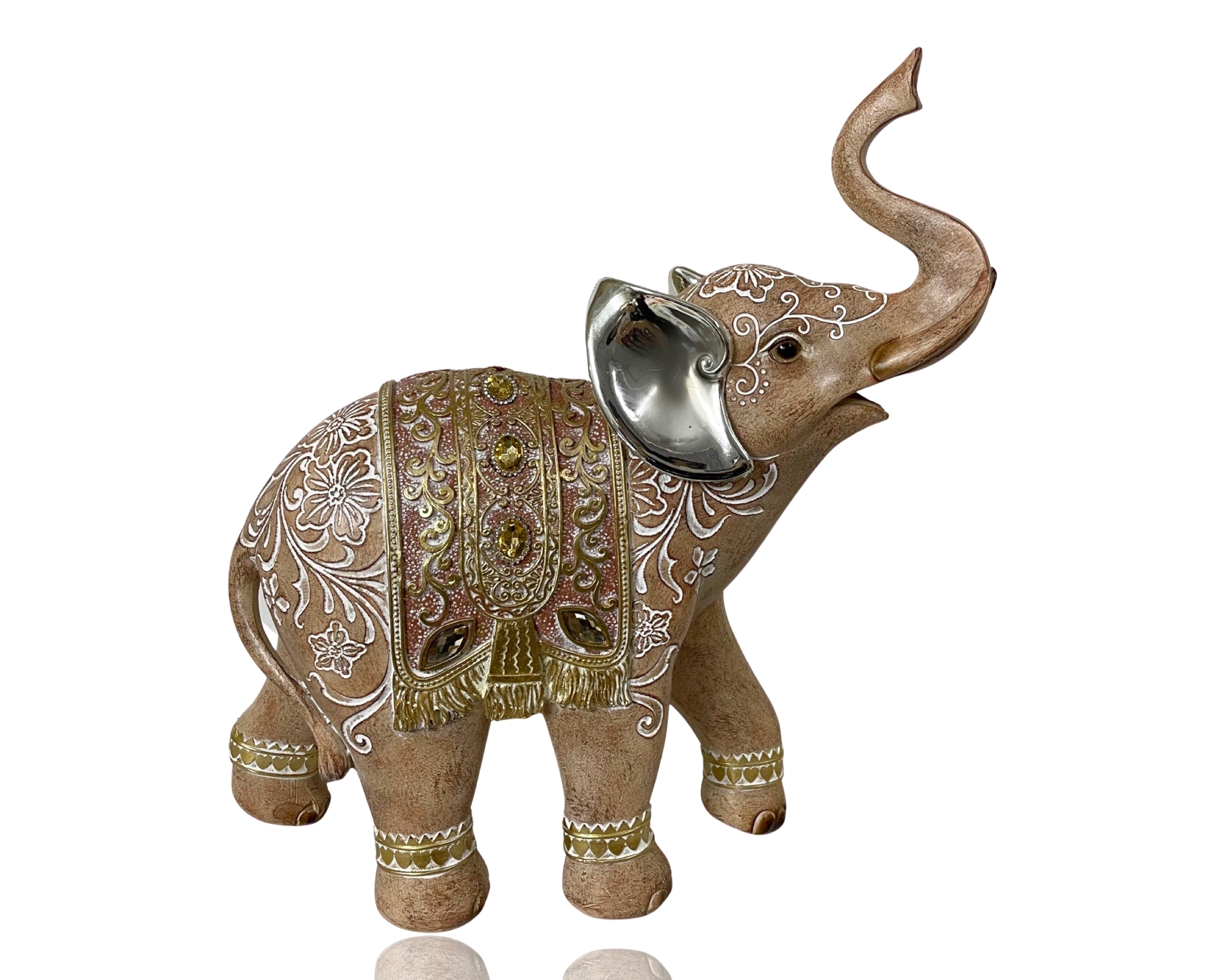 V637-DCO35231-202508251645-00 Polyresln Mehndi Design Elephant Ornament 31x33cm - Image 1