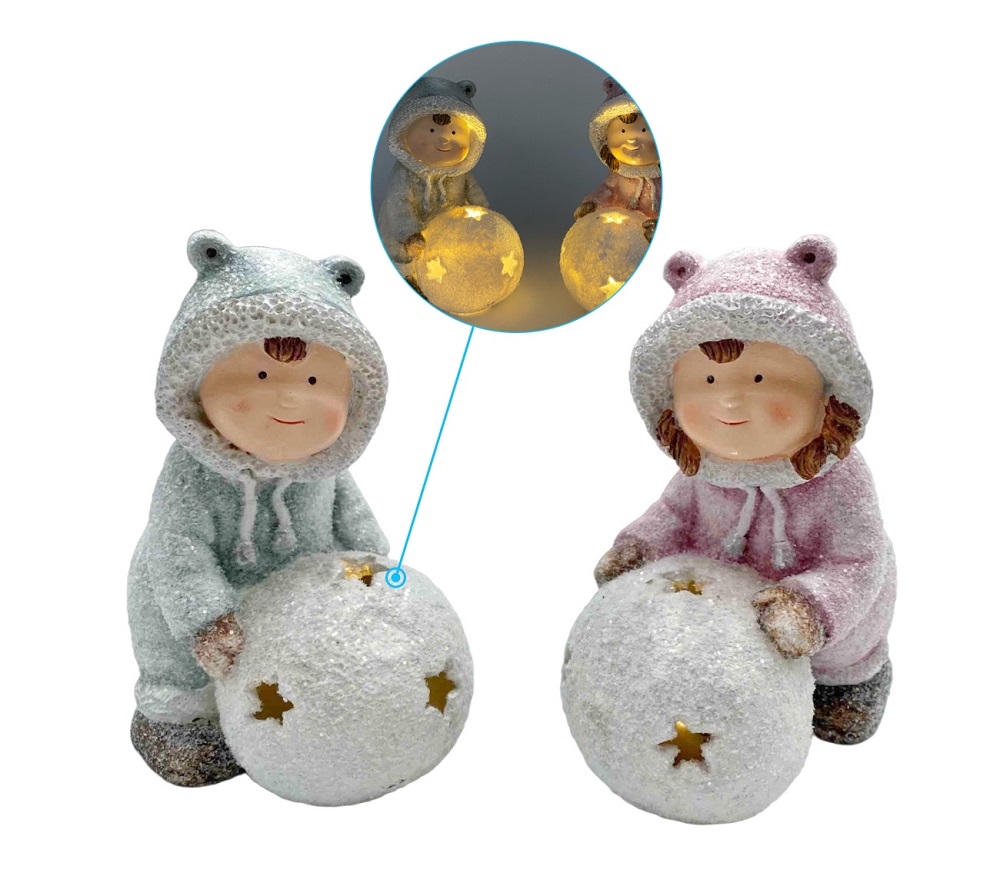 V637-XMS31144-202508260825-00 bulk 12 Xmas Child W Led Light Up Ball Assort 16cm - Image 1