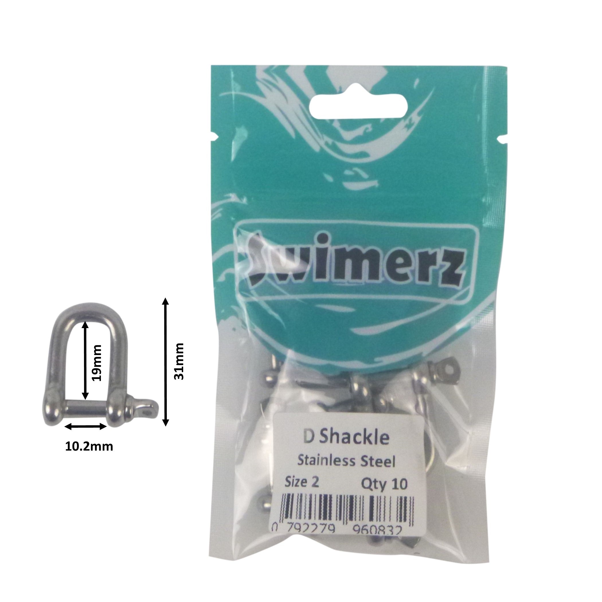 V658-93MC000020401-202507311330-01 Swimerz Stainless Steel D Shackles, Size 2, 10 pack - Image 2