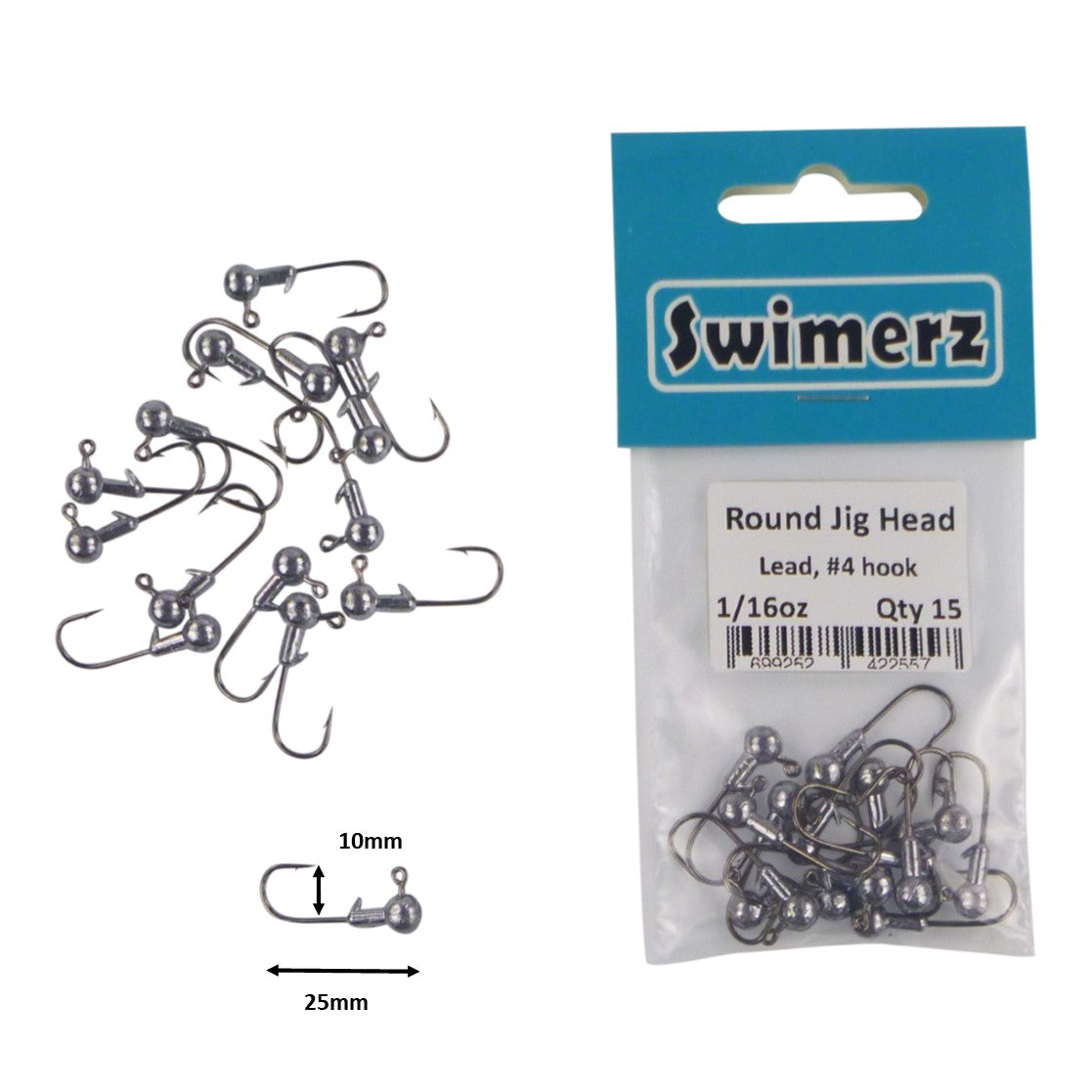 V658-93MC000362032-202507311316-01 Swimerz Round Jig Head, 1/16 oz #4 Hook, 15 pack - Image 2
