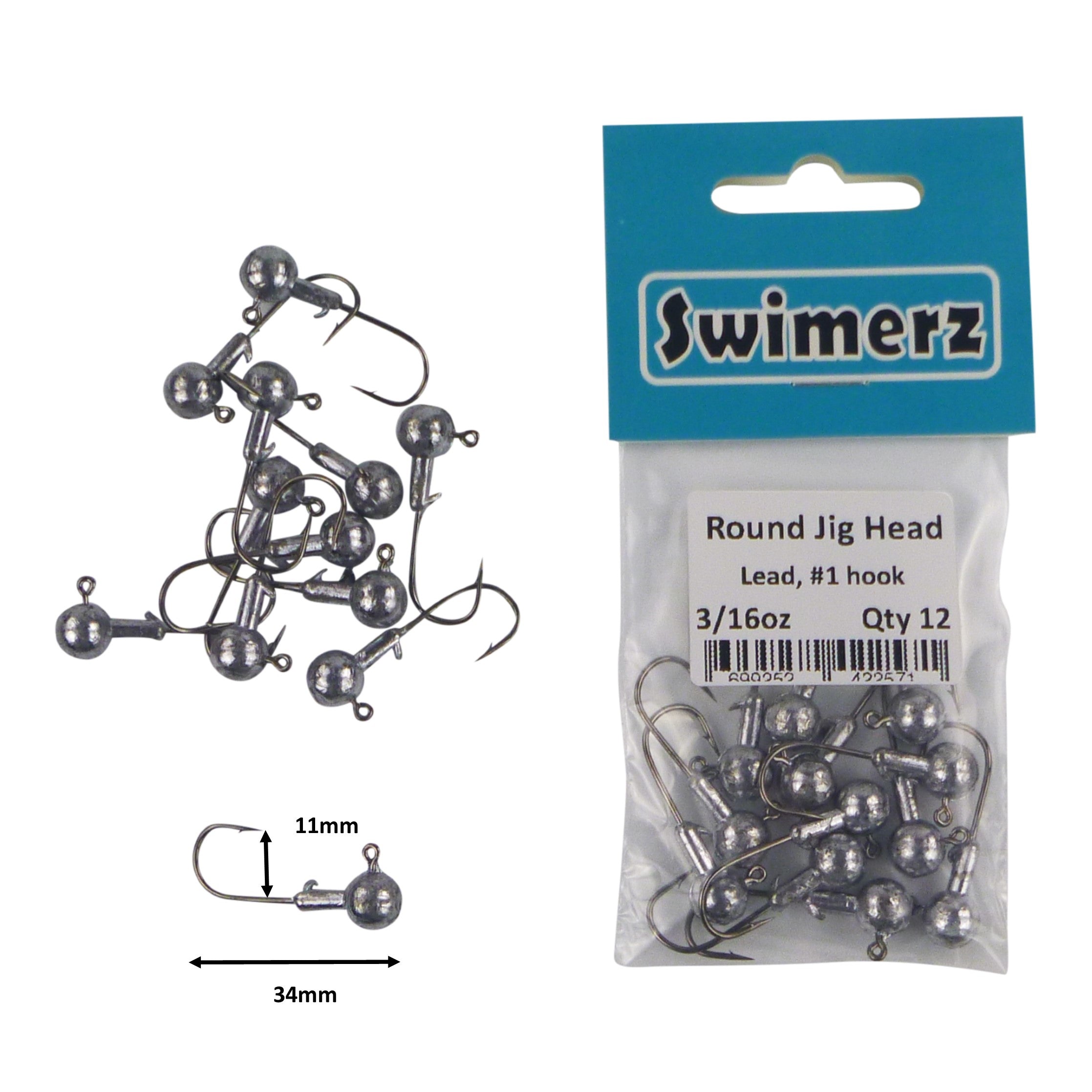 V658-93MC000362034-202507311320-01 Swimerz Round Jig Head, 3/16 oz #1 Hook, 12 pack - Image 2