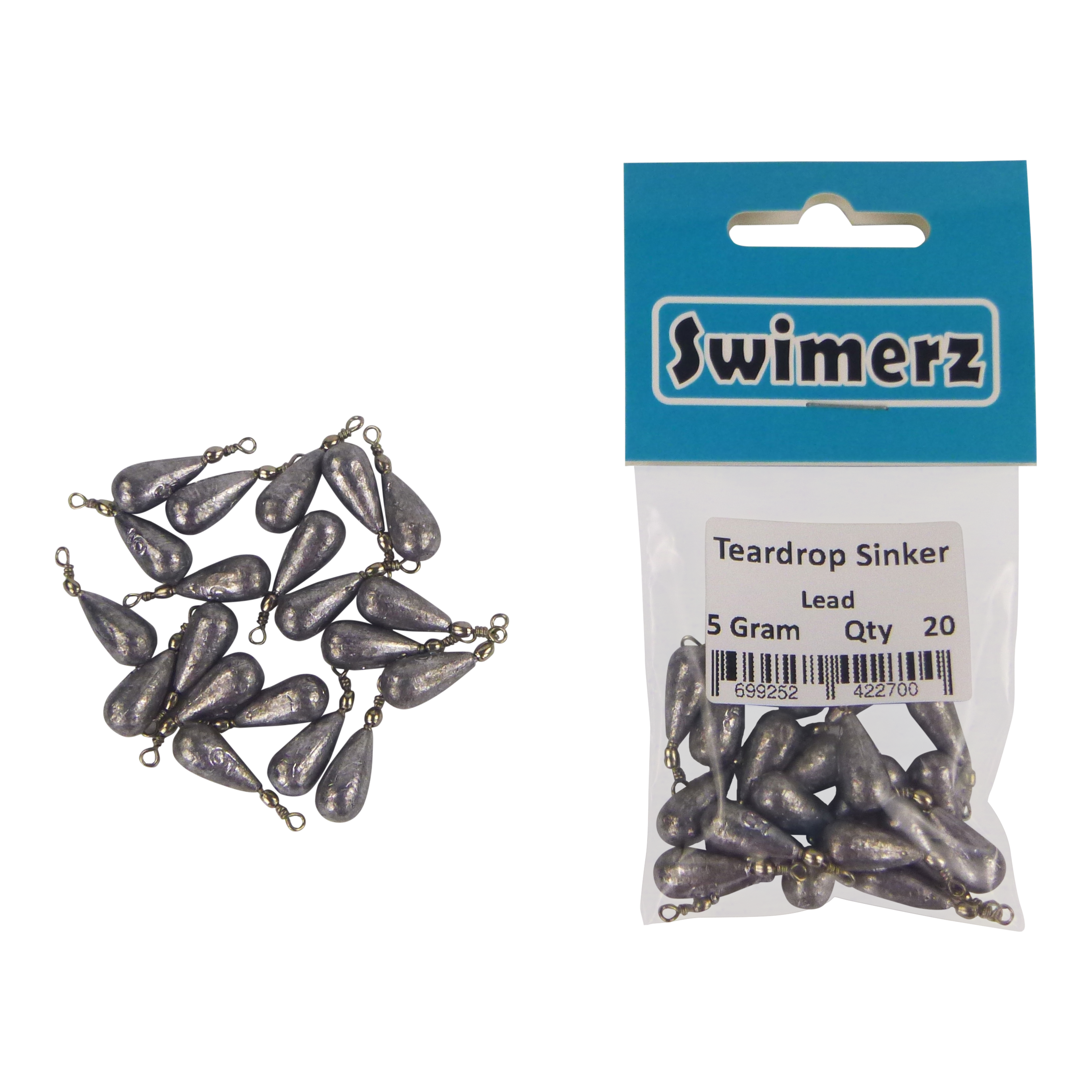 V658-93MC000472001-202507311421-01 Swimerz 5gm Teardrop Sinker, Lead, 20 pack - Image 2