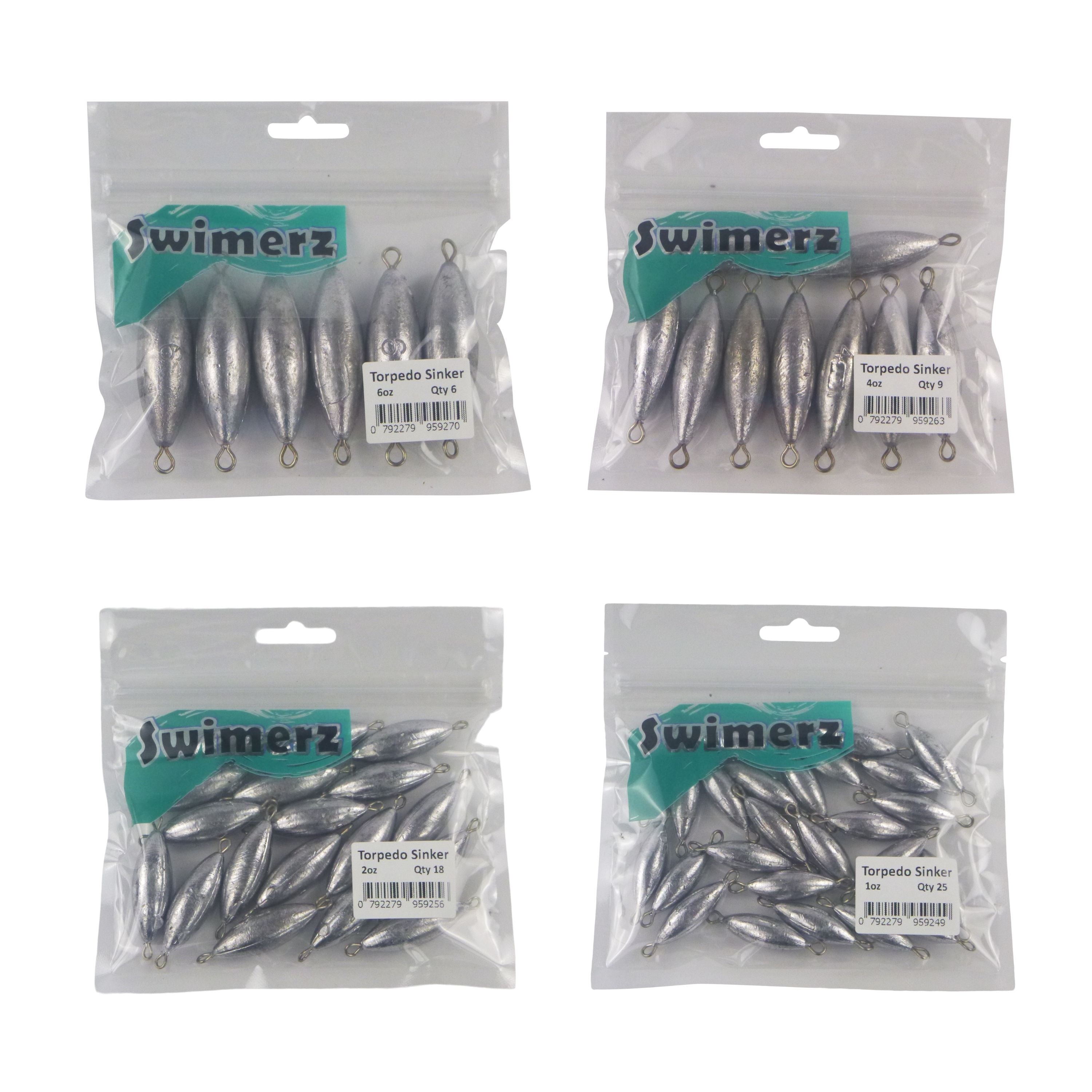V658-93MC000642010-202507311220-01 Swimerz Bulk Pack Torpedo Trolling Sinker, 4 sizes, Qty 58 - Image 2