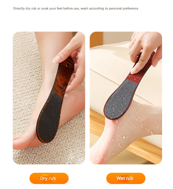 V888-ELOSUNG32849-202507071010-02 Brown Professional Pedicure Foot File 10-Pack - Double-Sided Callus Remover with Wooden Handle - Image 3