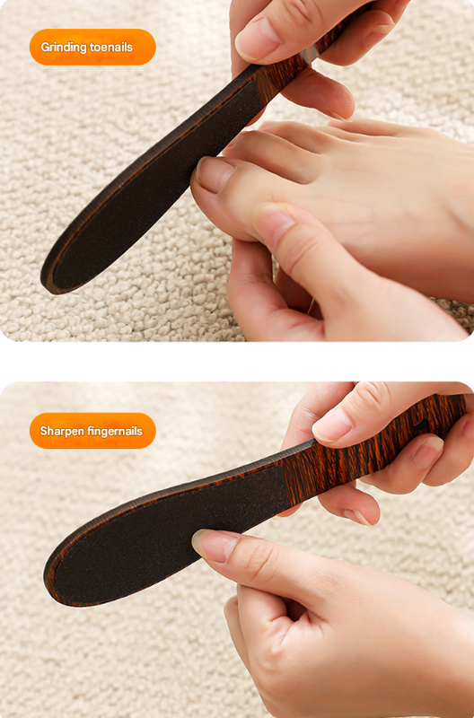 V888-ELOSUNG32849-202507071010-04 Brown Professional Pedicure Foot File 10-Pack - Double-Sided Callus Remover with Wooden Handle - Image 5