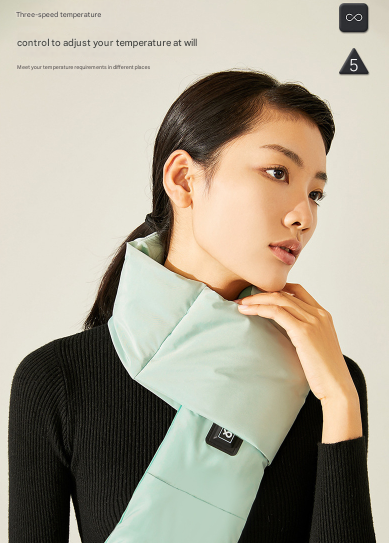 V888-ELOSUNG32863-202507070954-02 Pink USB Electric Heated Scarf - Portable Puffer Neck Warmer with 3-Level Heat Control for Winter - Image 3