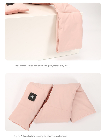 V888-ELOSUNG32863-202507070954-04 Pink USB Electric Heated Scarf - Portable Puffer Neck Warmer with 3-Level Heat Control for Winter - Image 5