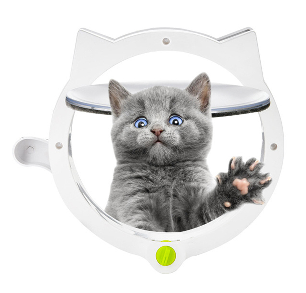 V888-ELOSUNG32884-202507090940-00 White 4-Way Locking Cat Flap Door - Pet Entry Portal for Interior Doors, Walls & Cabinets - Image 1